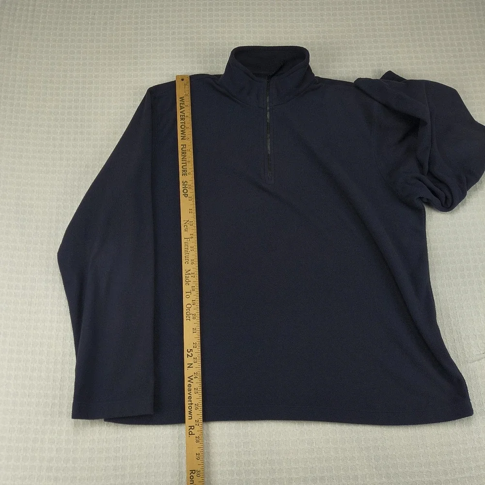 Lands End Men's L Large Navy Blue ThermaCheck Nano-Tex Fleece‎ 1/4 Zip Pullover